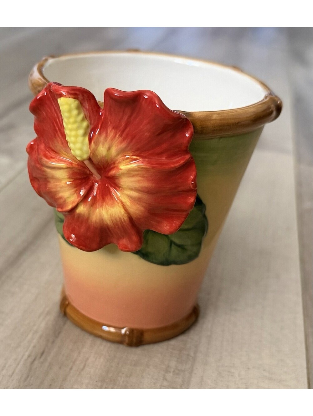 Burton + Burton Hibiscus Tropical Floral Coffee Mug Cup New In Box